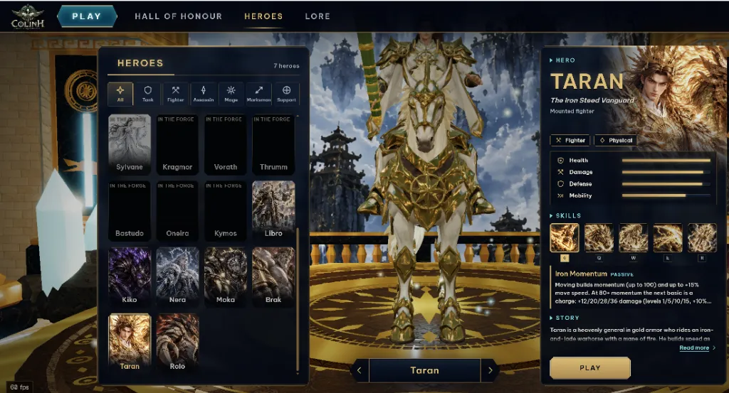 Cổ Linh 3D Hero Selection — Taran The Iron Steed Vanguard